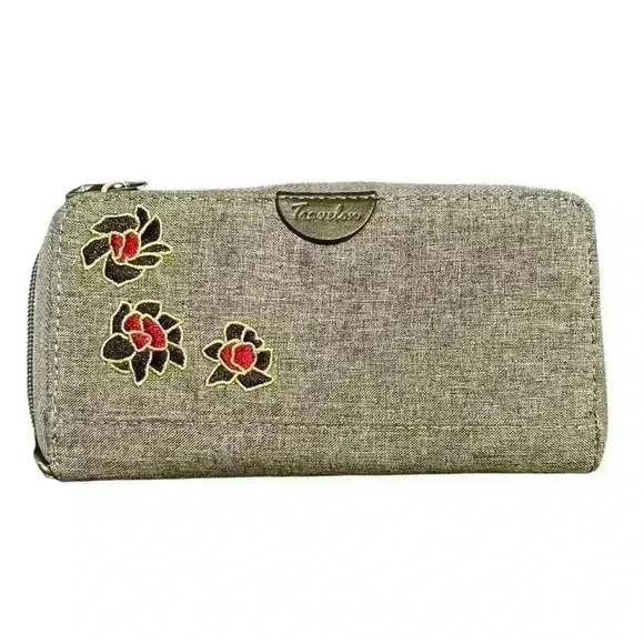 Travelon Gray Floral Wallet - Picture 1 of 5